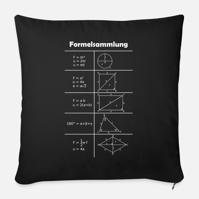 Formelsammlung / Mathe - Sofakissenbezug 45 x 45 cm - Schwarz