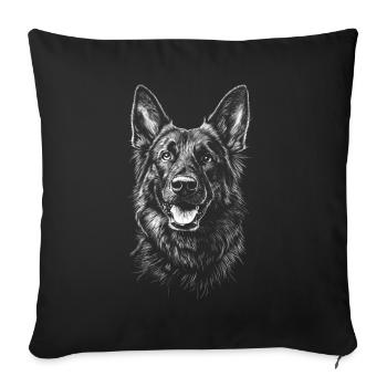 Berger Allemand Portrait Chien Chien - Housse de coussin décorative 45 x 45 cm - noir - Devant