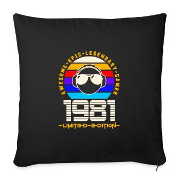 1981 - Sofa pillowcase 17,3'' x 17,3'' (45 x 45 cm) - black - Front