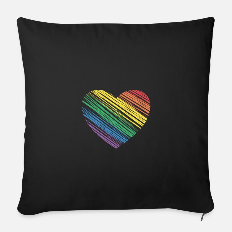 Herz, Regenbogen, Pride - Sofakissenbezug 45 x 45 cm - Schwarz