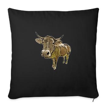 Vache drôle - Housse de coussin décorative 45 x 45 cm - noir - Devant