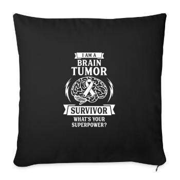 Je suis un survivant d’une tumeur cérébrale - Housse de coussin décorative 45 x 45 cm - noir - Devant