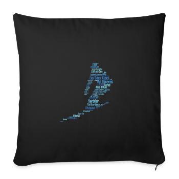 Ski Alp resorts, word cloud, skier - Sofa pillowcase 17,3'' x 17,3'' (45 x 45 cm) - black - Front