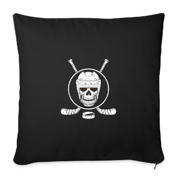 Skull and Balls: hockey sur glace - Housse de coussin décorative 45 x 45 cm - noir - Devant