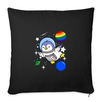 Penguin Astronaut Gay Pride - Sofa pillowcase 17,3'' x 17,3'' (45 x 45 cm) - black - Front