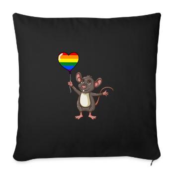 Souris Herzballon LGBT Gay Pride - Housse de coussin décorative 45 x 45 cm - noir - Devant