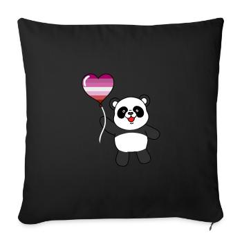 Panda Lesbian Herzballon - Housse de coussin décorative 45 x 45 cm - noir - Devant