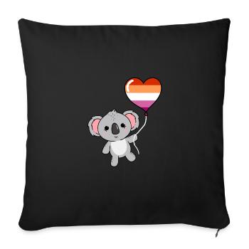 Koala Heart Balloon Orange Pink Lesbian - Sofa pillowcase 17,3'' x 17,3'' (45 x 45 cm) - black - Front