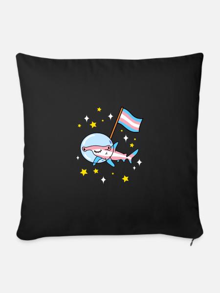 Trans Pride Hammerhai im Weltraum - Sofakissenbezug 45 x 45 cm - Schwarz