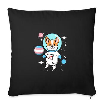 Corgi Space Trans Pride - Sofa pillowcase 17,3'' x 17,3'' (45 x 45 cm) - black - Front