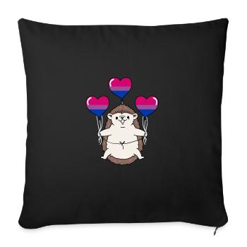 Hedgehog Balloon Bisexual Pride - Sofa pillowcase 17,3'' x 17,3'' (45 x 45 cm) - black - Front