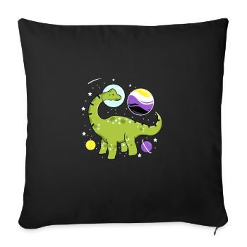 Brachiosaurus Nonbinary Pride Weltraum Nonbinary P - Sofakissenbezug 45 x 45 cm - Schwarz - Vorne