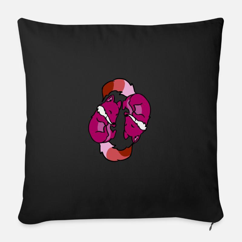 Yin Yang Füchse Lesbian Pride - Sofakissenbezug 45 x 45 cm - Schwarz