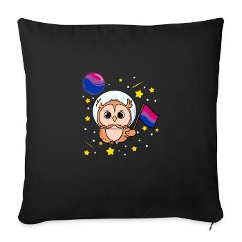 Owl in Space Bisexual Pride - Sofa pillowcase 17,3'' x 17,3'' (45 x 45 cm) - black - Front