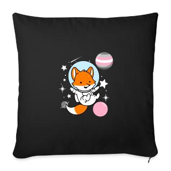 Fuchs Astronaut Demigirl Pride - Sofakissenbezug 45 x 45 cm - Schwarz - Vorne