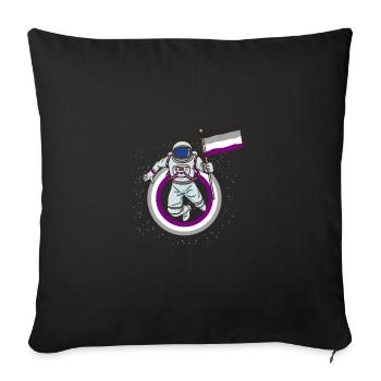Astronaut mit Ace Pride Flagge - Sofakissenbezug 45 x 45 cm - Schwarz - Vorne