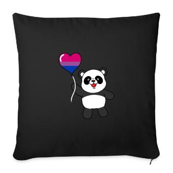Panda Bisexual Pride Heart Balloon - Sofa pillowcase 17,3'' x 17,3'' (45 x 45 cm) - black - Front