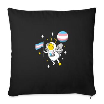 Transgender Bee in Space Trans Pride - Sofa pillowcase 17,3'' x 17,3'' (45 x 45 cm) - black - Front