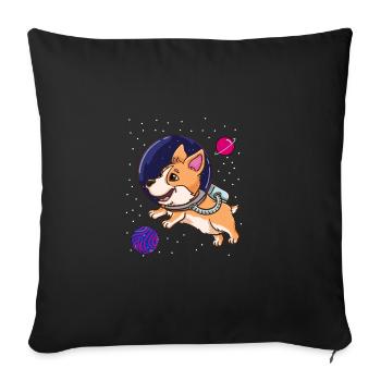 Bisexual Corgi in Space Bisexual Pride - Sofa pillowcase 17,3'' x 17,3'' (45 x 45 cm) - black - Front