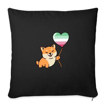 Shiba Inu Abrosexual Pride Balloon - Sofa pillowcase 17,3'' x 17,3'' (45 x 45 cm) - black - Front