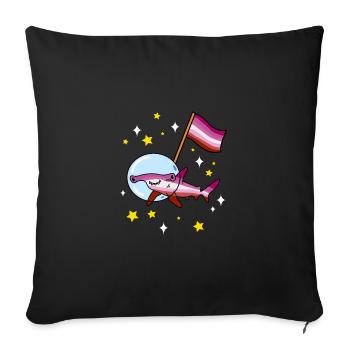 Lesbischer Hammerhai im Weltraum Lesbian Pride - Sofakissenbezug 45 x 45 cm - Schwarz - Vorne