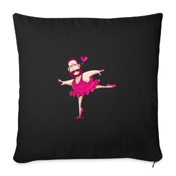 Danse Ballerine Homme Drôle Ballet Fête des Pères - Housse de coussin décorative 45 x 45 cm - noir - Devant