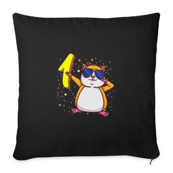 1 Year Old Dabbing Hamster Birthday - Sofa pillowcase 17,3'' x 17,3'' (45 x 45 cm) - black - Front