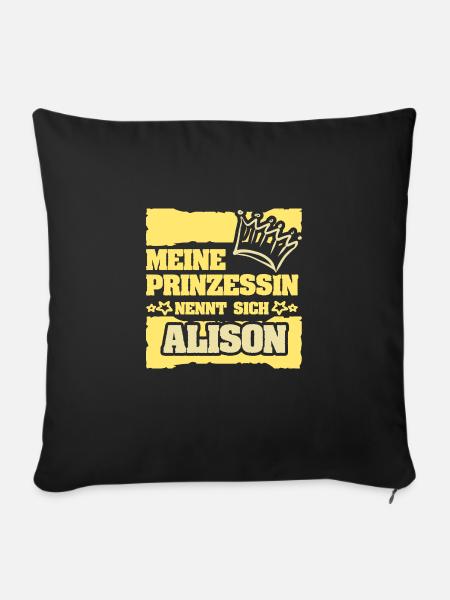 Mädchenname Alison - Sofakissenbezug 45 x 45 cm - Schwarz