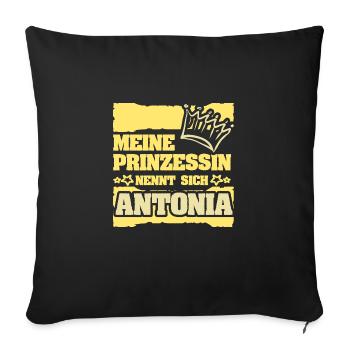 Antonia as a girl's name - Sofa pillowcase 17,3'' x 17,3'' (45 x 45 cm) - black - Front