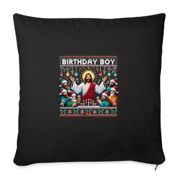 Jesus Christus Birthday Boy Ugly Christmas - Sofakissenbezug 45 x 45 cm - Schwarz - Vorne