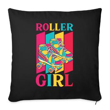 Roller Girl 70s 80s Retro Roller Skating - Sofa pillowcase 17,3'' x 17,3'' (45 x 45 cm) - black - Front