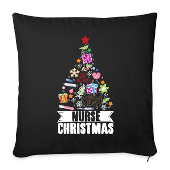 Infirmière stéthoscope de sapin de Noël Noël Kr - Housse de coussin décorative 45 x 45 cm - noir - Devant