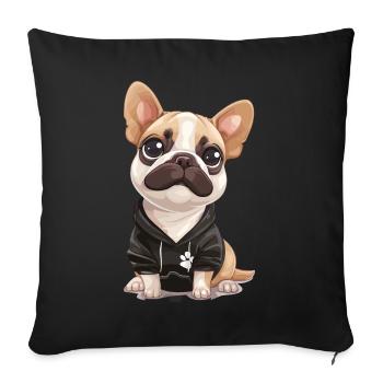 Niedliche Bulldogge Mops Hund - Sofakissenbezug 45 x 45 cm - Schwarz - Vorne