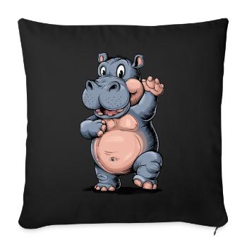 Niedliches Nipferd Baby mit Zung raus. Design - Sofakissenbezug 45 x 45 cm - Schwarz - Vorne
