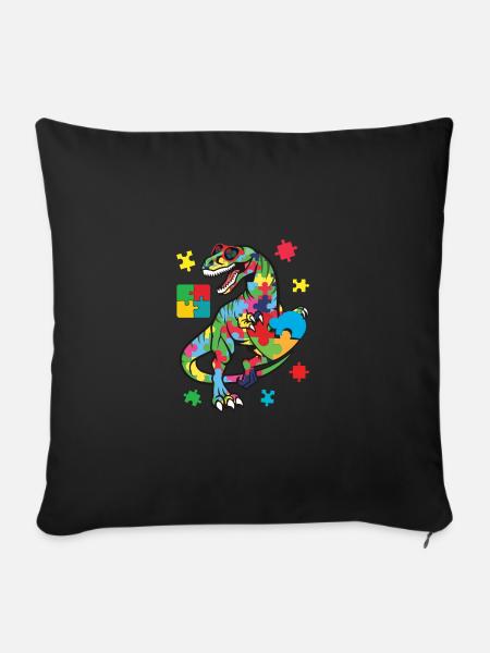T Rex Dinosaurier-Autismus-Bewusstseins-Puzzleteil - Sofakissenbezug 45 x 45 cm - Schwarz