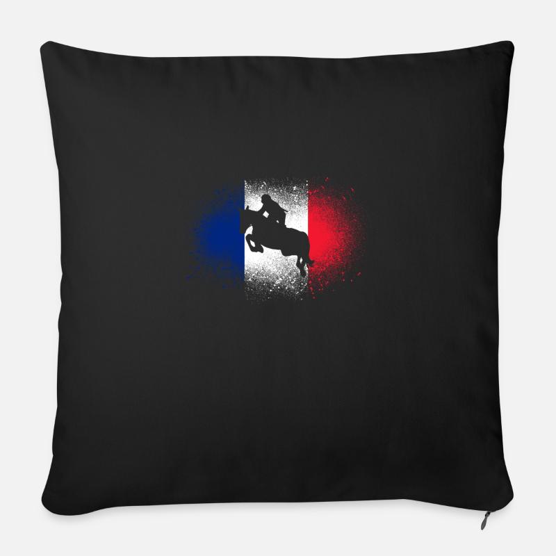Spring Frankreich Reiter Geschenk Pferde Flagge - Sofakissenbezug 45 x 45 cm - Schwarz