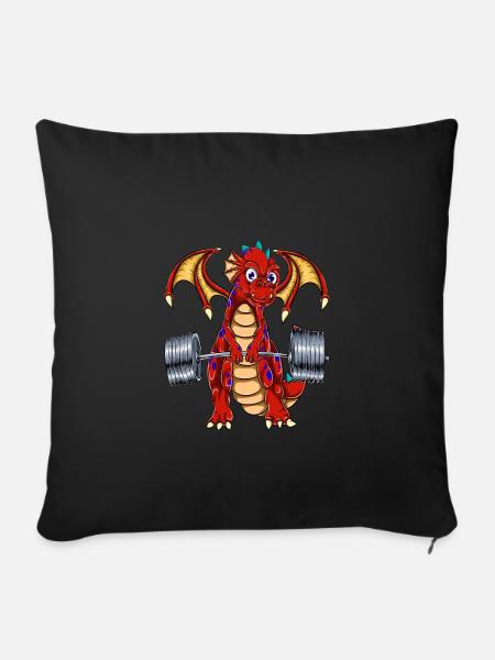 Drache Deadlift - Sofakissenbezug 45 x 45 cm - Schwarz