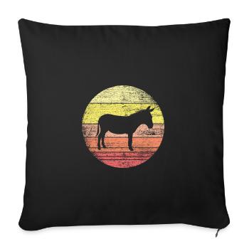 Retro Esel - Sofakissenbezug 45 x 45 cm - Schwarz - Vorne