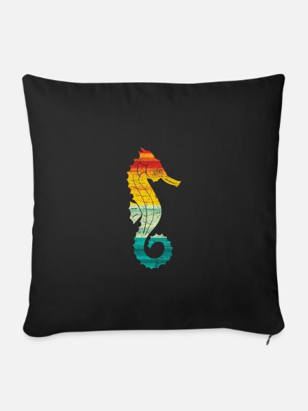 Seepferdchen Pferd - Sofakissenbezug 45 x 45 cm - Schwarz