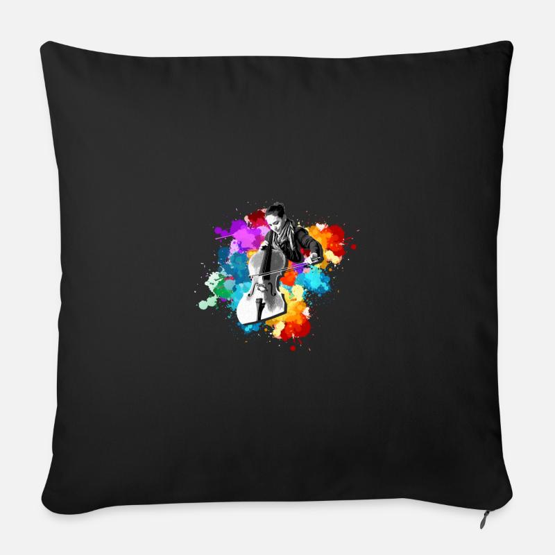 Violoncelliste violoncelle - Housse de coussin décorative 45 x 45 cm - noir