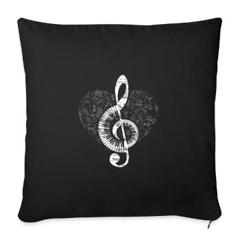 Piano Herz Musik - Sofakissenbezug 45 x 45 cm - Schwarz - Vorne