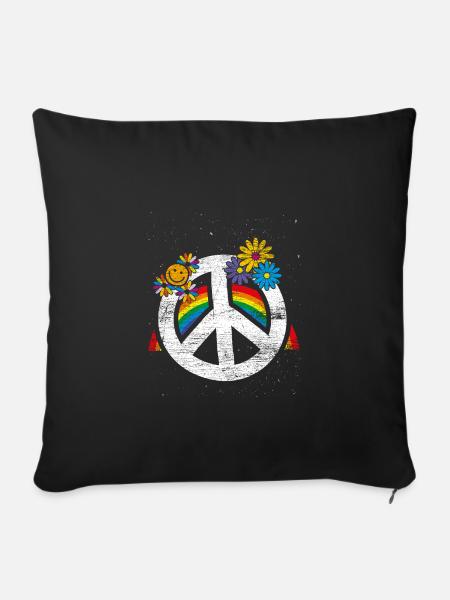 Peacezeichen Geschenk - Sofakissenbezug 45 x 45 cm - Schwarz