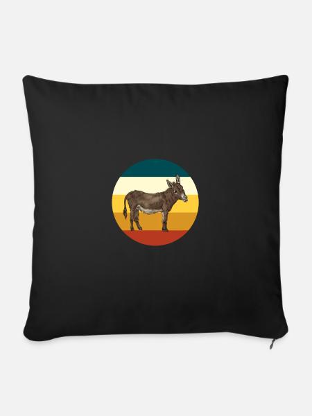 Retro Esel - Sofakissenbezug 45 x 45 cm - Schwarz
