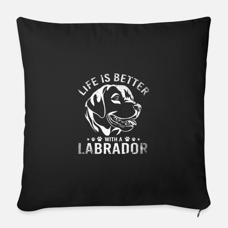Chien Labrador - Housse de coussin décorative 45 x 45 cm - noir