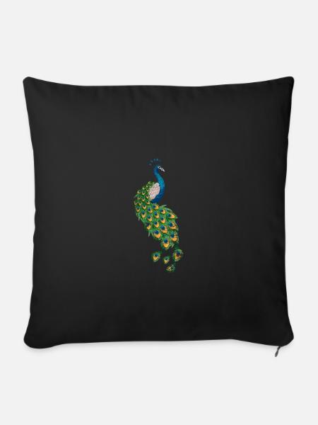 Pfau Tierliebhaber - Sofakissenbezug 45 x 45 cm - Schwarz