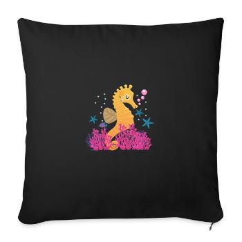 Seahorse seahorse - Sofa pillowcase 17,3'' x 17,3'' (45 x 45 cm) - black - Front