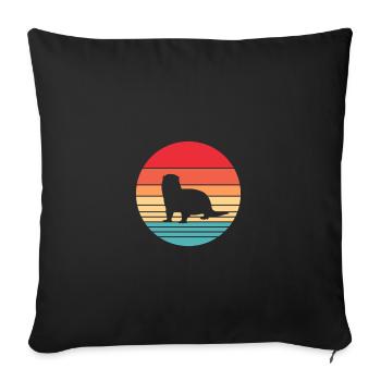 Loutre rétro - Housse de coussin décorative 45 x 45 cm - noir - Devant