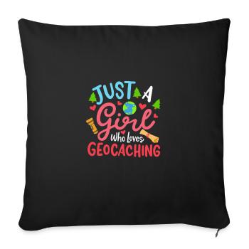 Fille qui aime le géocaching - Housse de coussin décorative 45 x 45 cm - noir - Devant