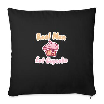 Echte Männer essen Cupcake - Sofakissenbezug 45 x 45 cm - Schwarz - Vorne