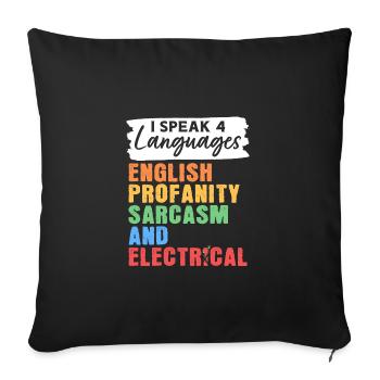 Ich spreche 4 Sprachen Englisch Schimpfwörter Sark - Sofakissenbezug 45 x 45 cm - Schwarz - Vorne